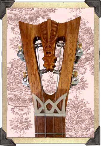 Octagonal faceted Banjo Uke detail by Tiki King, from: www.tikiking.com